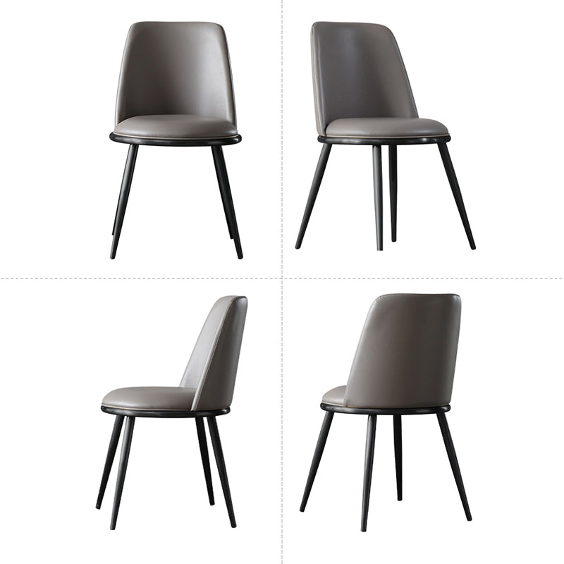 Contemporary Faux Leather and Metal Armless Dining Chairs for Kitchen