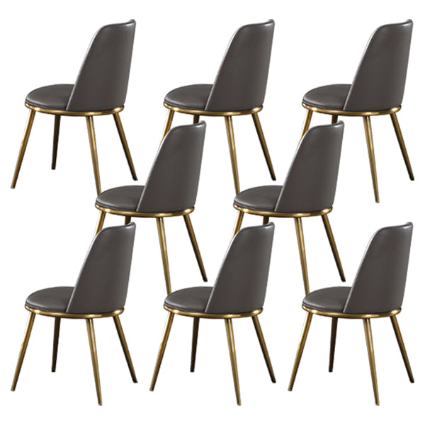 Contemporary Faux Leather and Metal Armless Dining Chairs for Kitchen