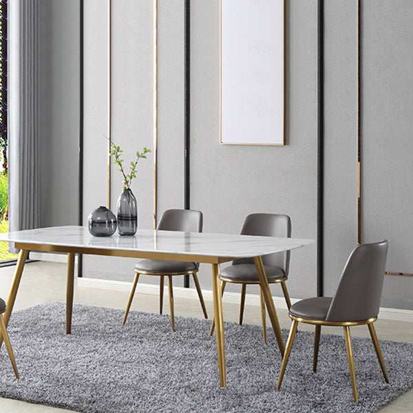 Contemporary Faux Leather and Metal Armless Dining Chairs for Kitchen