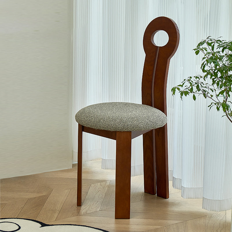 Modern Upholstered Home Solid Wood Slat Back Armless Dining Chair