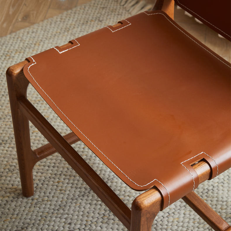 Solid Wood and Faux Leather Contemporary Armless Dining Chairs