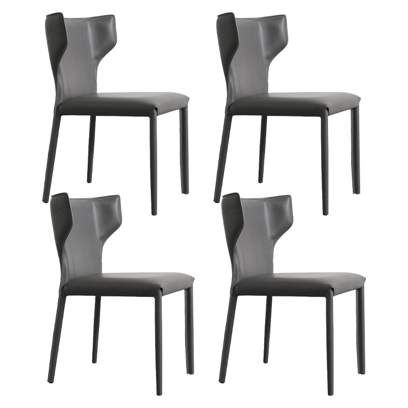 Contemporary Faux Leather and Metal Armless Dining Room Chair