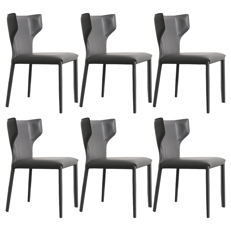 Contemporary Faux Leather and Metal Armless Dining Room Chair