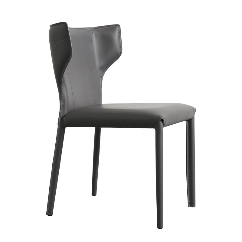 Contemporary Faux Leather and Metal Armless Dining Room Chair