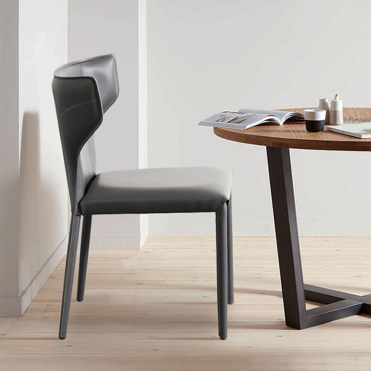 Contemporary Faux Leather and Metal Armless Dining Room Chair