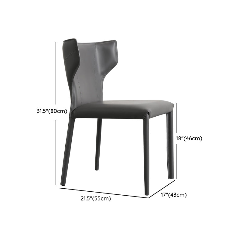 Contemporary Faux Leather and Metal Armless Dining Room Chair