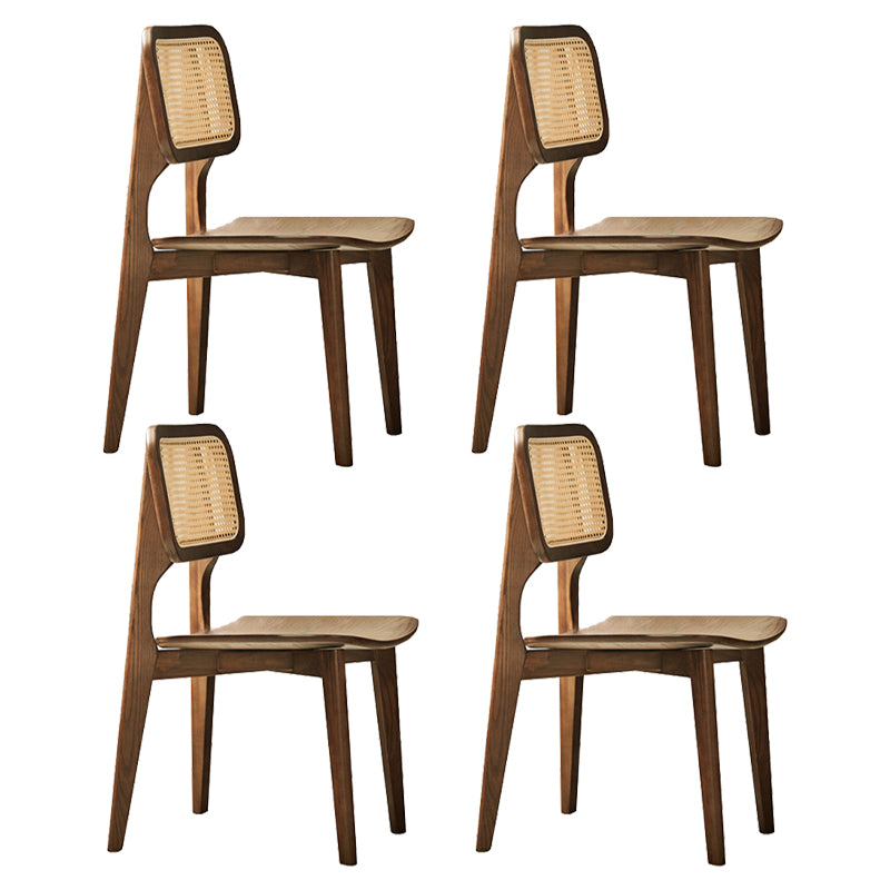 Solid Wood Open Back Contemporary Dining Room Chair in Brown