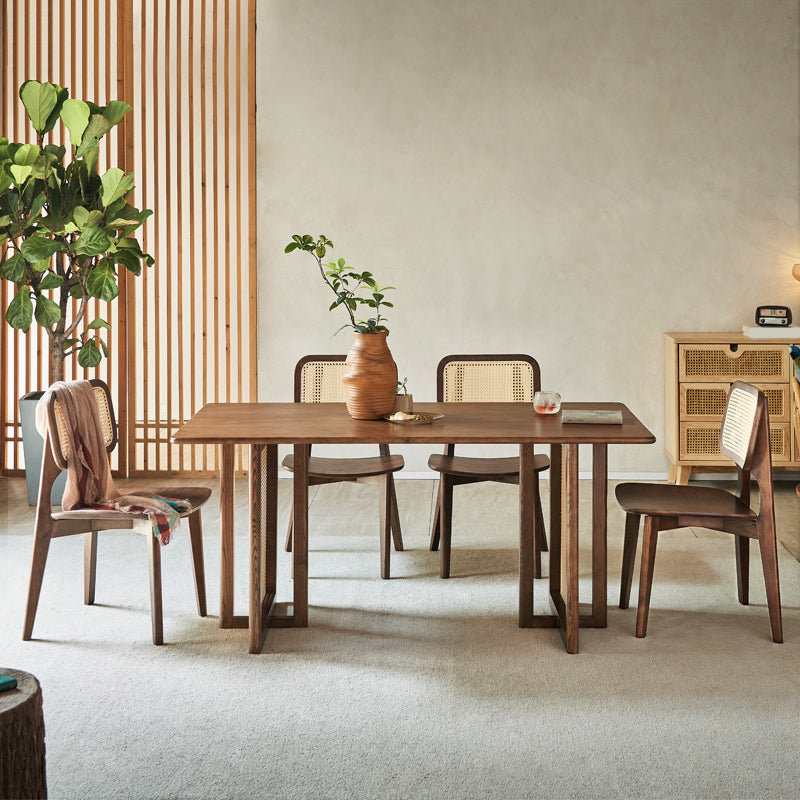 Solid Wood Open Back Contemporary Dining Room Chair in Brown