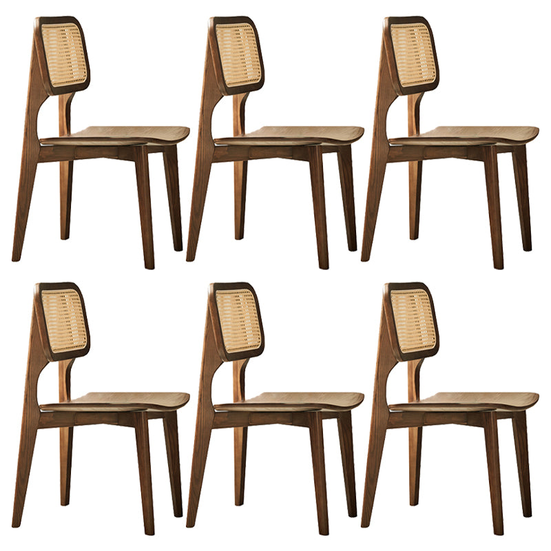 Solid Wood Open Back Contemporary Dining Room Chair in Brown