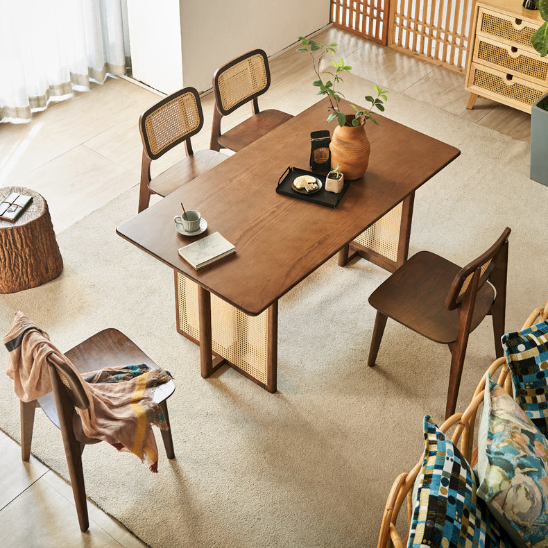 Solid Wood Open Back Contemporary Dining Room Chair in Brown