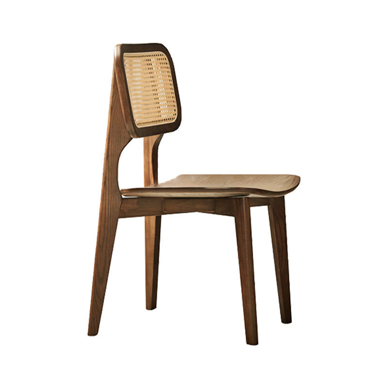 Solid Wood Open Back Contemporary Dining Room Chair in Brown