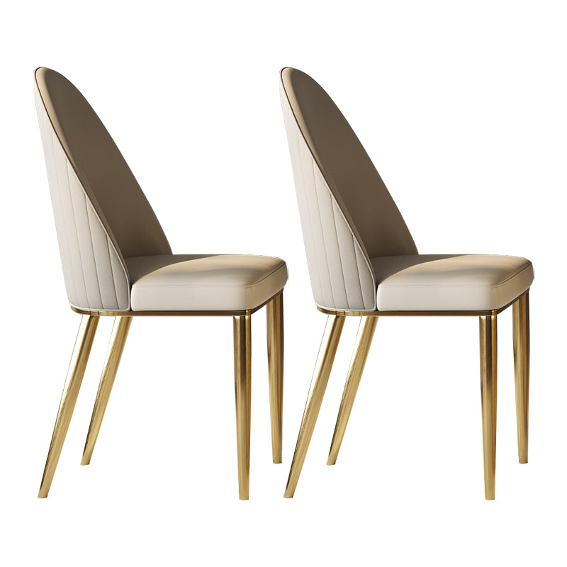 Glam Style Parsons Leather 4 Legs Dining Side Chair for Living Room