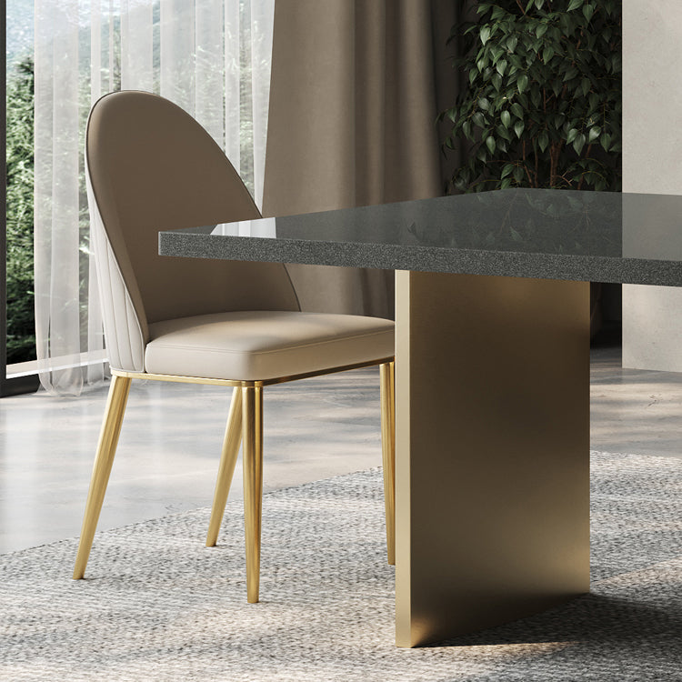 Glam Style Parsons Leather 4 Legs Dining Side Chair for Living Room