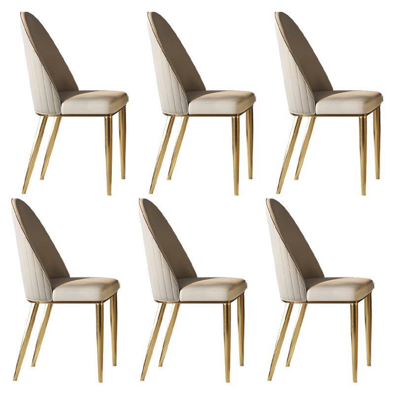 Glam Style Parsons Leather 4 Legs Dining Side Chair for Living Room
