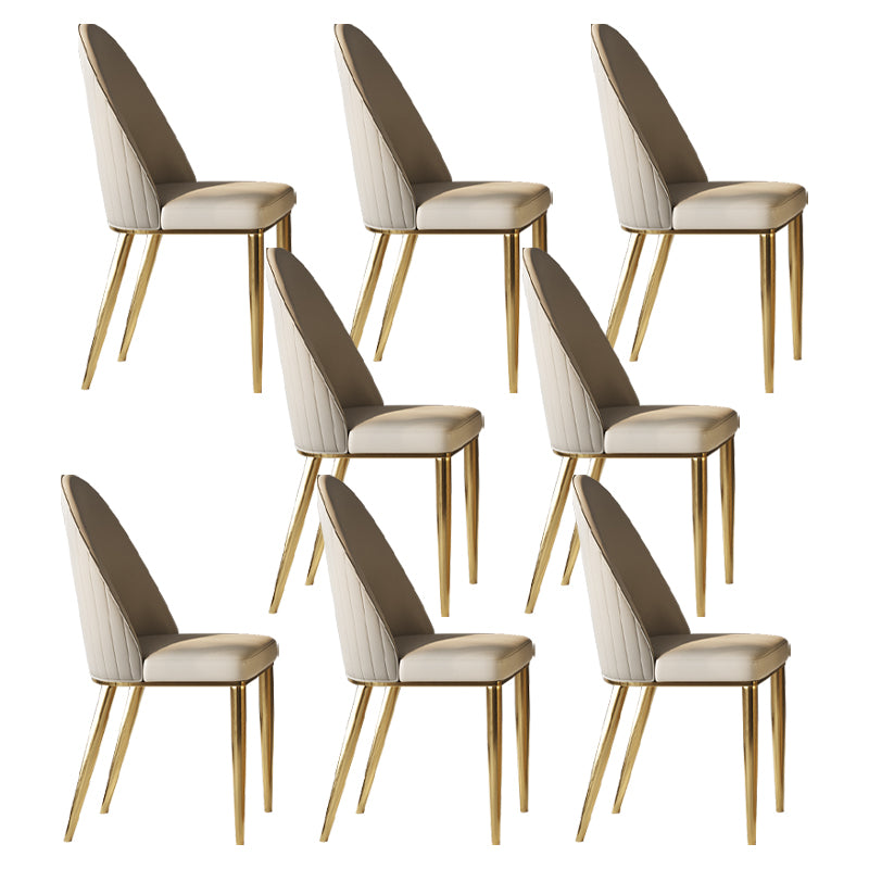 Glam Style Parsons Leather 4 Legs Dining Side Chair for Living Room