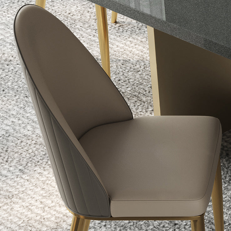 Glam Style Parsons Leather 4 Legs Dining Side Chair for Living Room