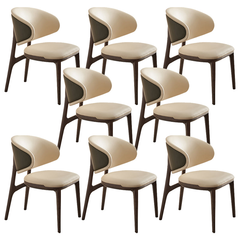 Open Back Solid Wood and Upholstered Contemporary Dining Chairs