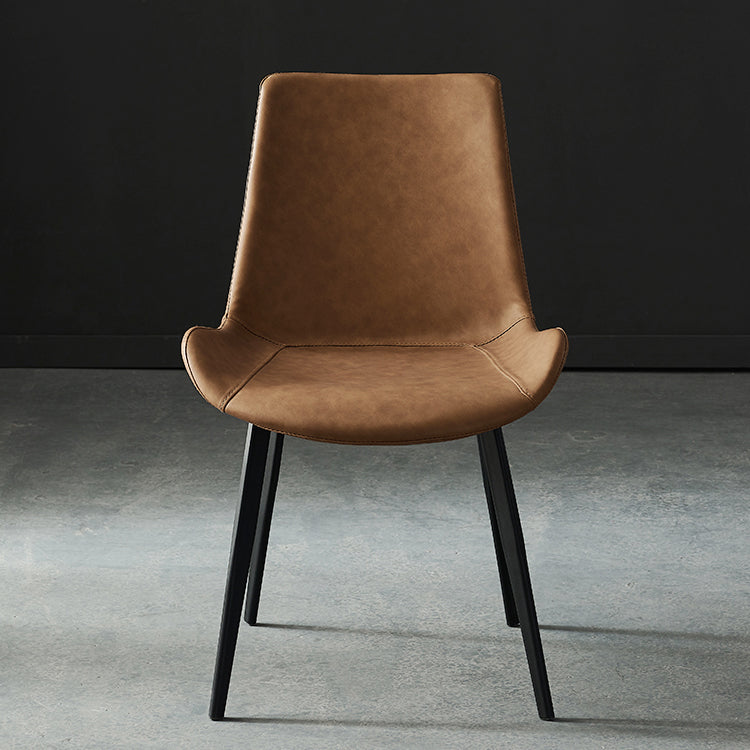 Modern Metal and Faux Leather Armless Dining Chairs for Kitchen