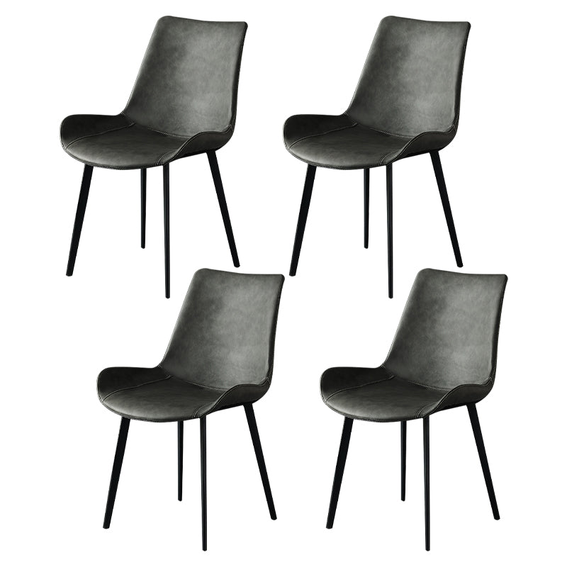 Modern Metal and Faux Leather Armless Dining Chairs for Kitchen