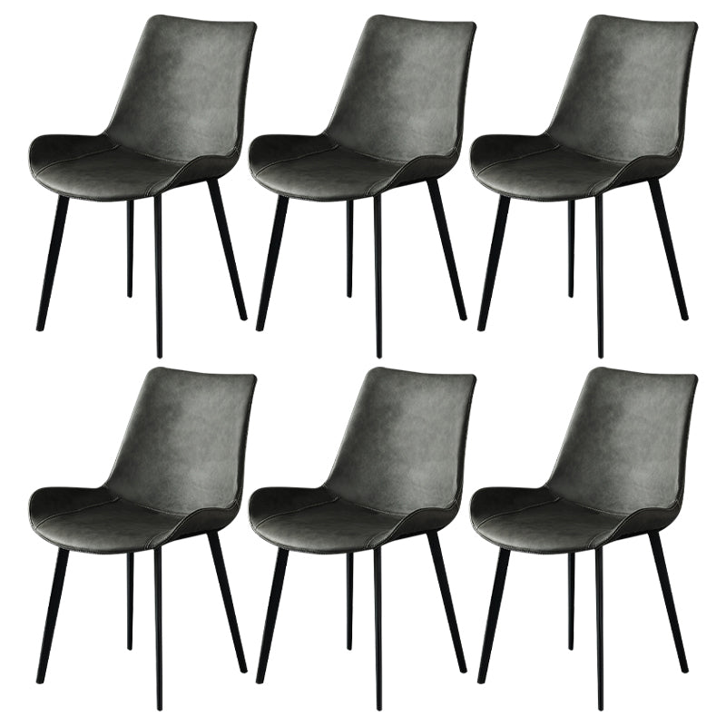 Modern Metal and Faux Leather Armless Dining Chairs for Kitchen