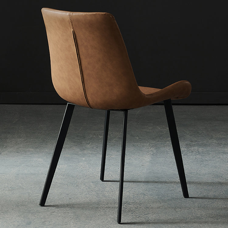 Modern Metal and Faux Leather Armless Dining Chairs for Kitchen