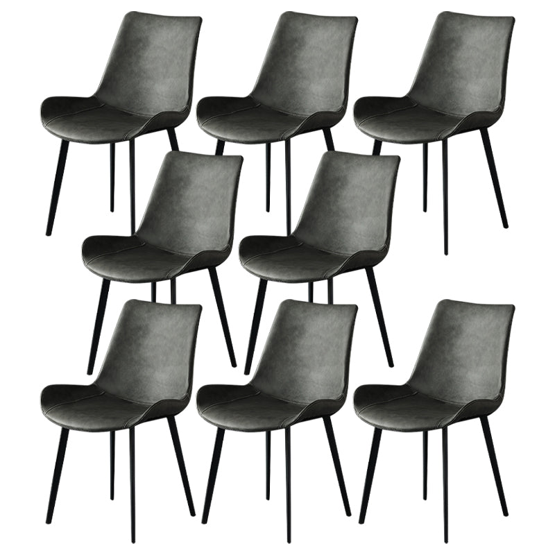 Modern Metal and Faux Leather Armless Dining Chairs for Kitchen