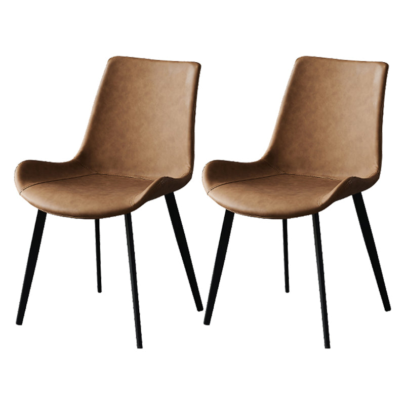 Modern Metal and Faux Leather Armless Dining Chairs for Kitchen