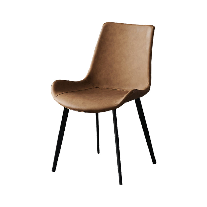 Modern Metal and Faux Leather Armless Dining Chairs for Kitchen