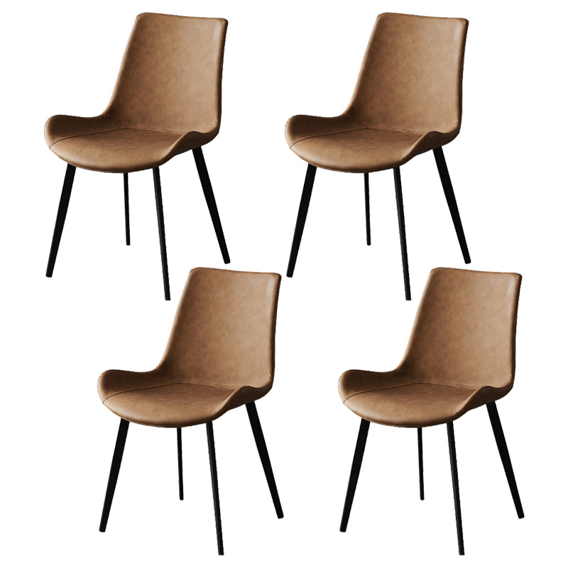 Modern Metal and Faux Leather Armless Dining Chairs for Kitchen