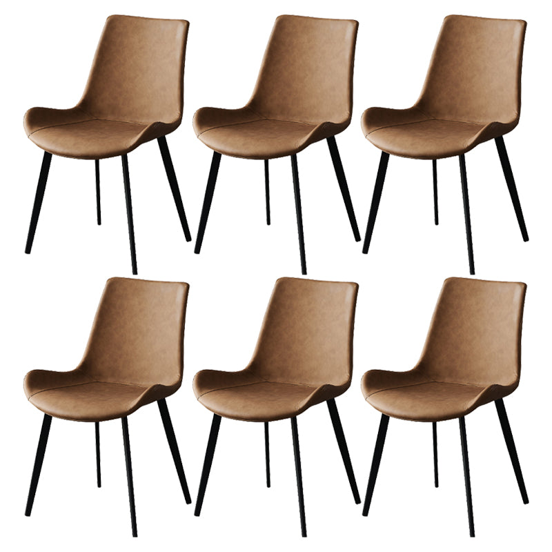 Modern Metal and Faux Leather Armless Dining Chairs for Kitchen