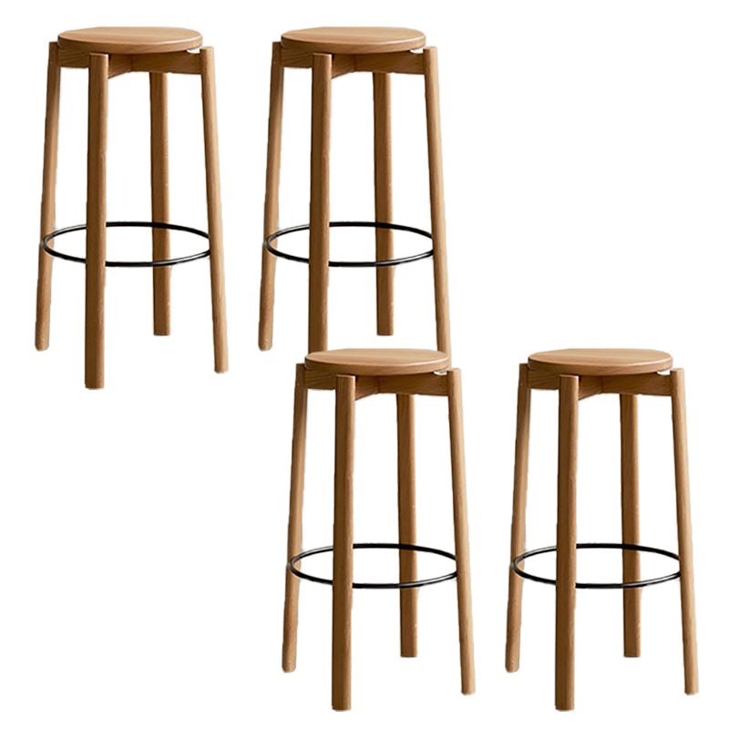 Contemporary 29.5-inch Backless Bar Stool with Solid Wood Base