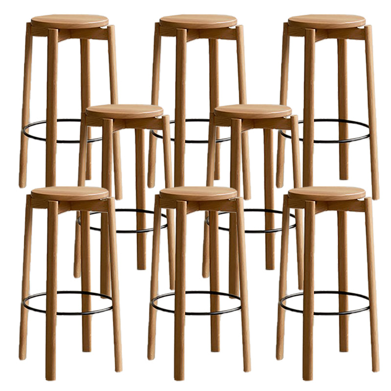 Contemporary 29.5-inch Backless Bar Stool with Solid Wood Base