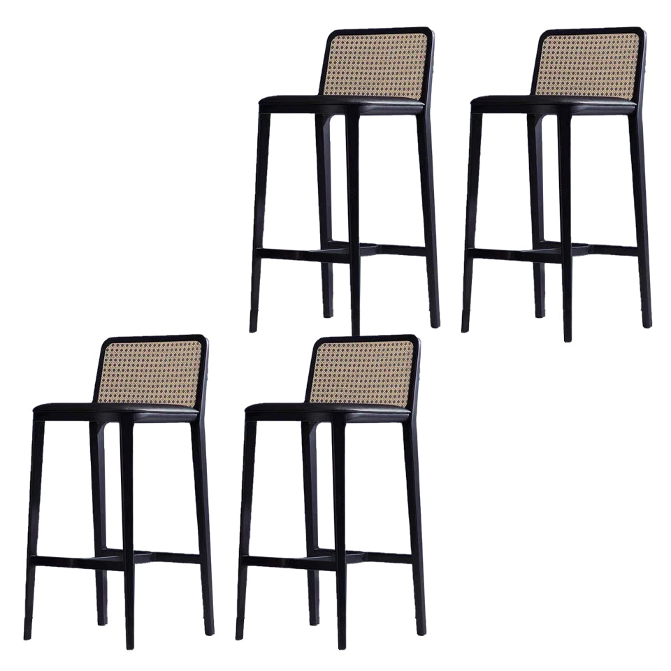 Contemporary Armless Upholstered Bar Stool with Solid Wood Base