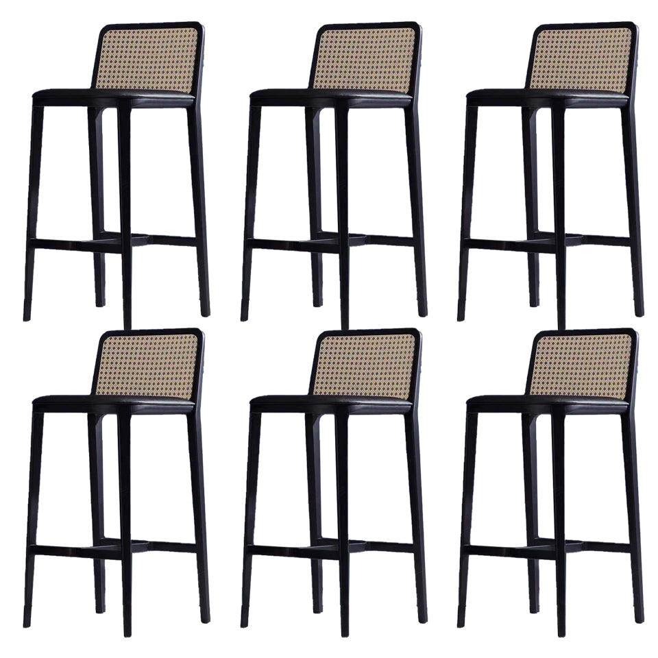 Contemporary Armless Upholstered Bar Stool with Solid Wood Base