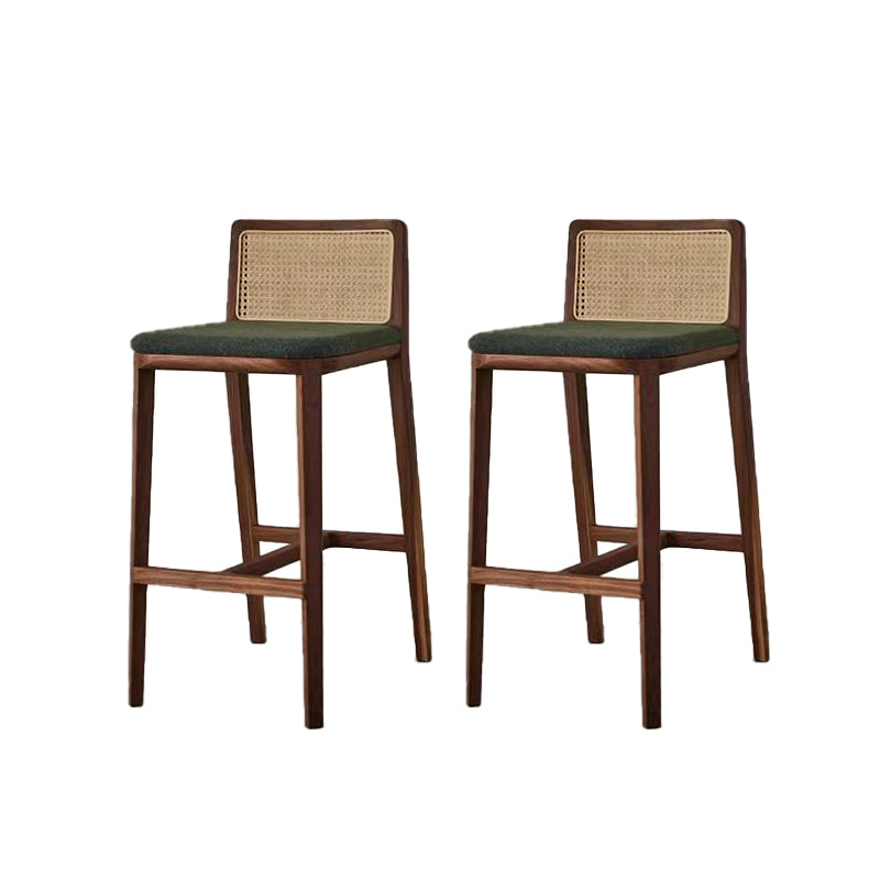 Contemporary Armless Upholstered Bar Stool with Solid Wood Base