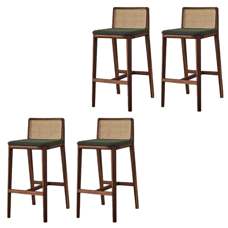 Contemporary Armless Upholstered Bar Stool with Solid Wood Base