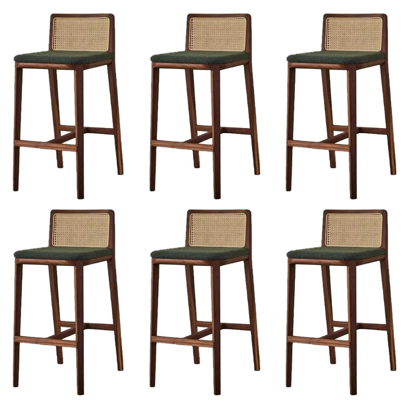 Contemporary Armless Upholstered Bar Stool with Solid Wood Base