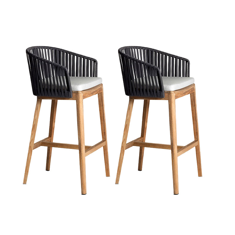 Contemporary Bucket Upholstered Bar Stool with Solid Wood Base