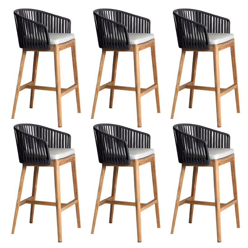 Contemporary Bucket Upholstered Bar Stool with Solid Wood Base