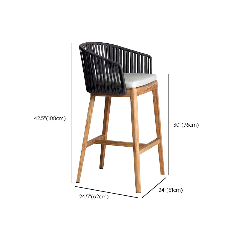 Contemporary Bucket Upholstered Bar Stool with Solid Wood Base