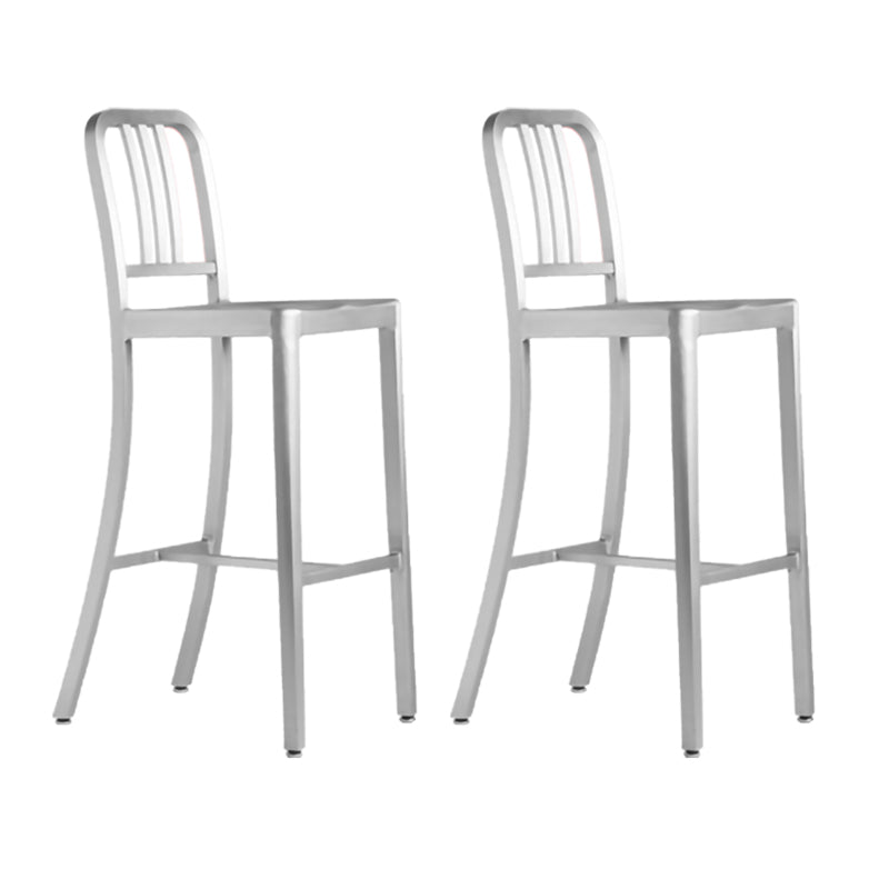 Contemporary Metal Backrest Counter High Stool in Silver for Home Use