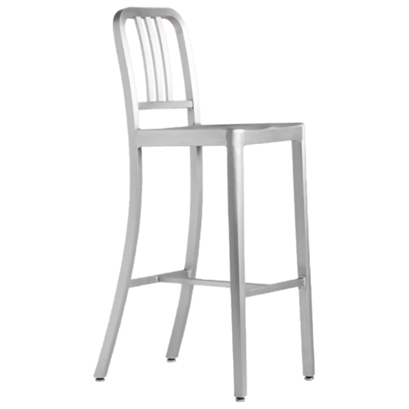 Contemporary Metal Backrest Counter High Stool in Silver for Home Use