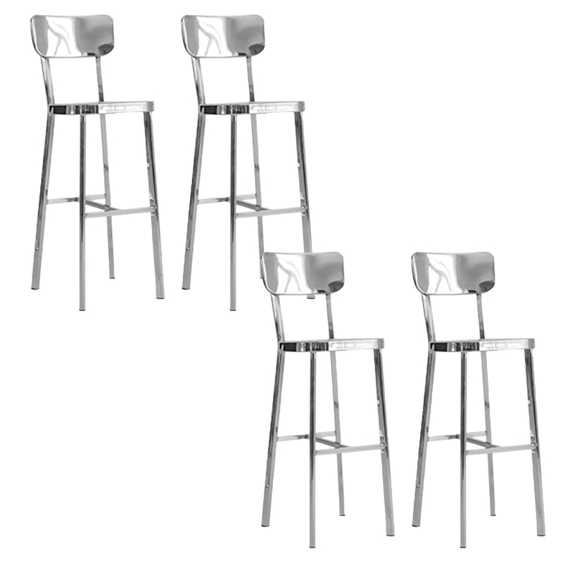 Contemporary 43" Height Metal Backrest Counter Stool in Silver