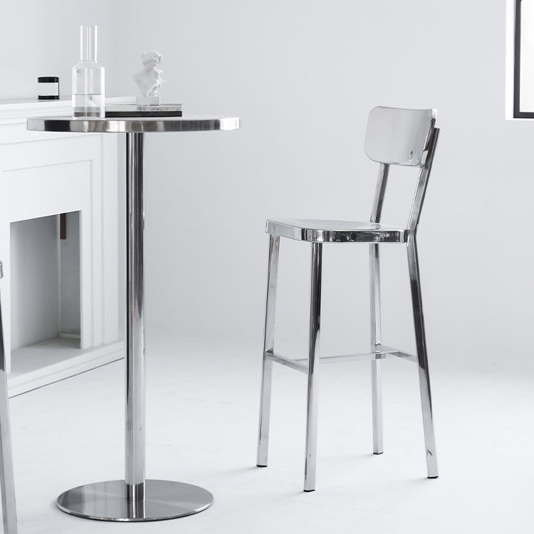 Contemporary 43" Height Metal Backrest Counter Stool in Silver
