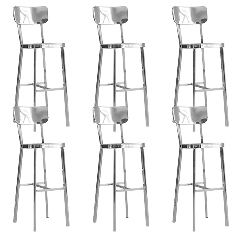 Contemporary 43" Height Metal Backrest Counter Stool in Silver