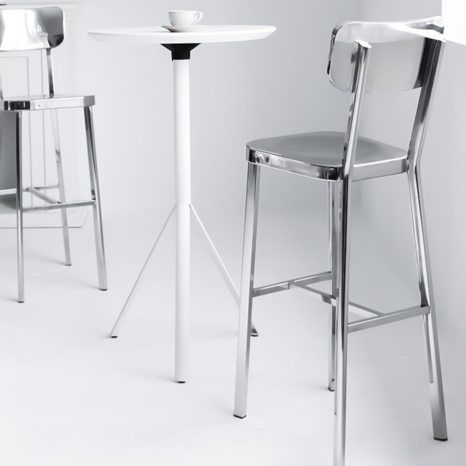 Contemporary 43" Height Metal Backrest Counter Stool in Silver