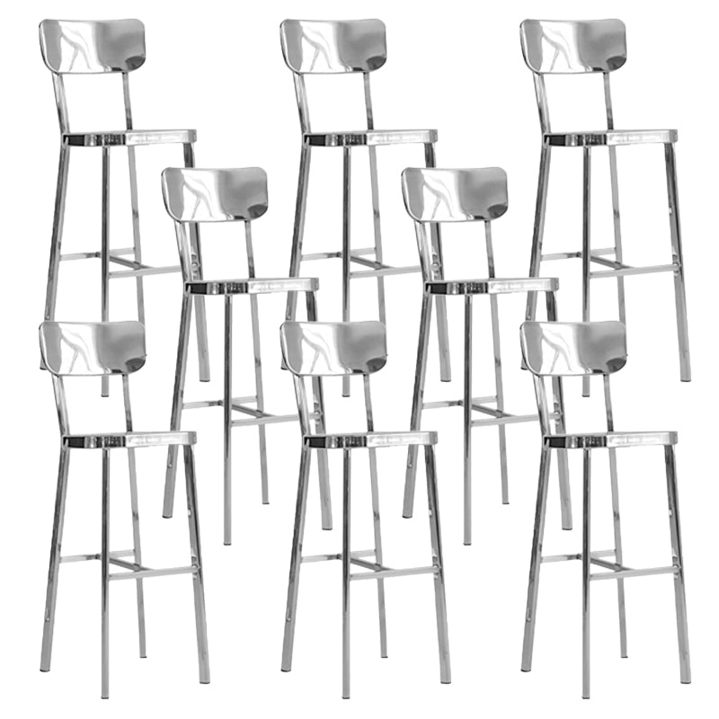 Contemporary 43" Height Metal Backrest Counter Stool in Silver