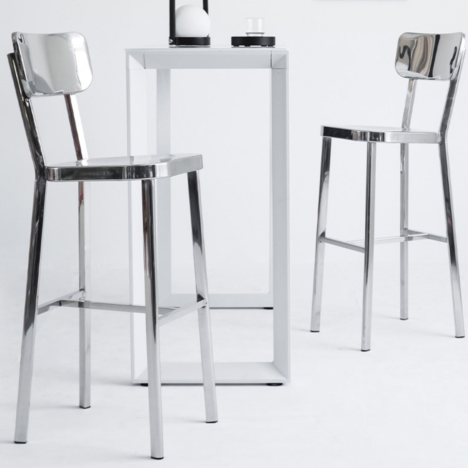 Contemporary 43" Height Metal Backrest Counter Stool in Silver