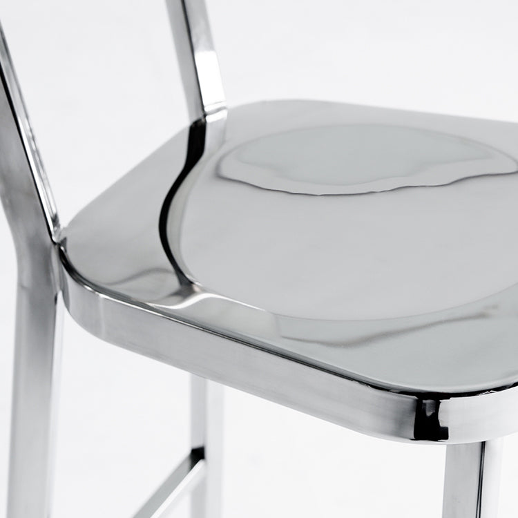 Contemporary 43" Height Metal Backrest Counter Stool in Silver