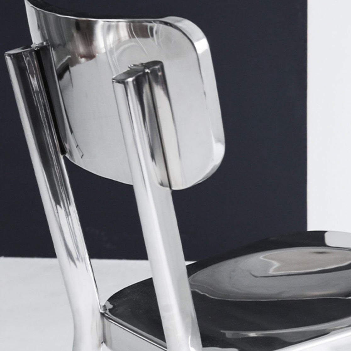 Contemporary 43" Height Metal Backrest Counter Stool in Silver